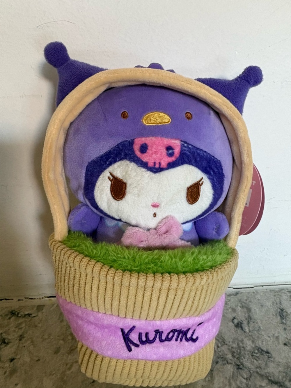 Kuromi Plush in Basket - Sanrio Kids Toy